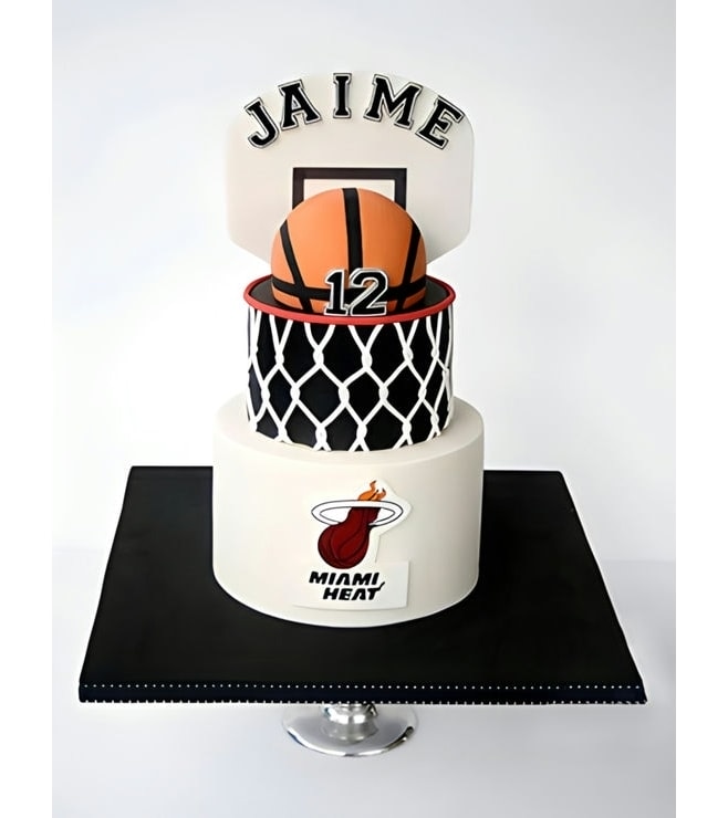 Miami Heat Tiered Cake, Basketball Cakes