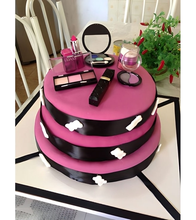 Makeup & Beauty 3 Tiered Cake, Makeup Cakes