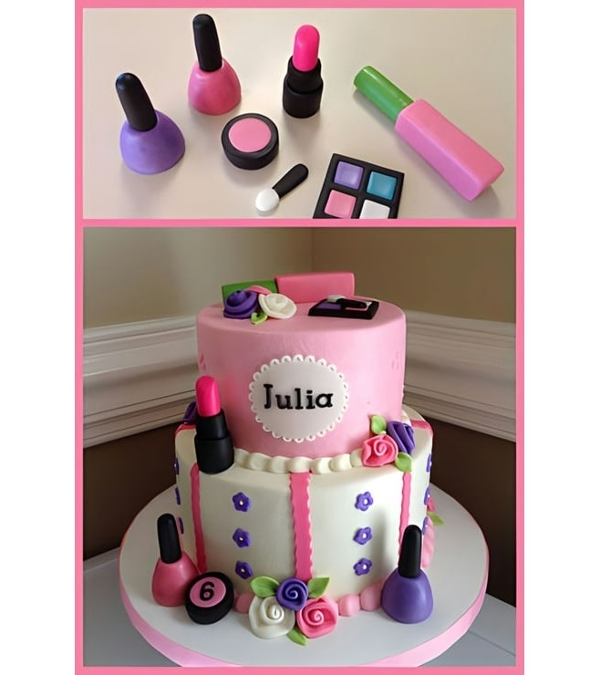 Sweet Makeup Themed Cake 1