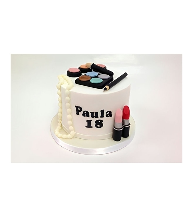 Makeup and Pearl Necklace Cake