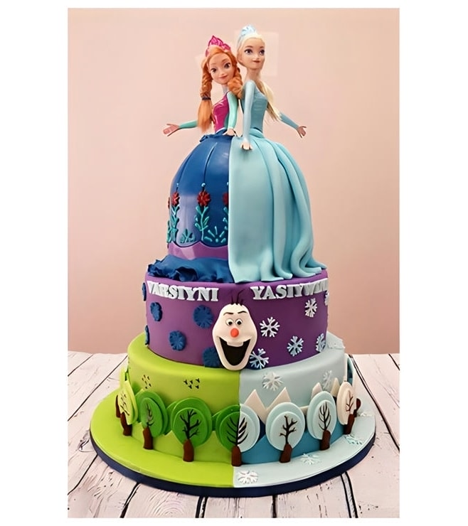 Elsa and Anna Themed Cake 2, Cartoons