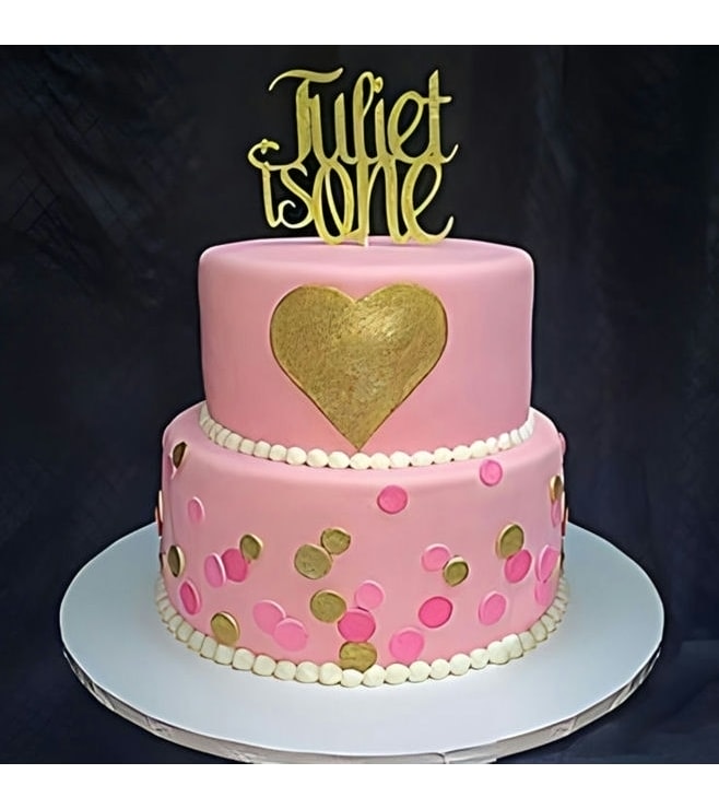 Pink and Gold Birthday Cake 1
