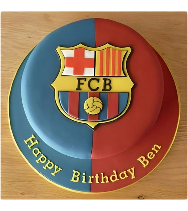 Red & Blue Barca Badge Cake, Barcelona Cakes
