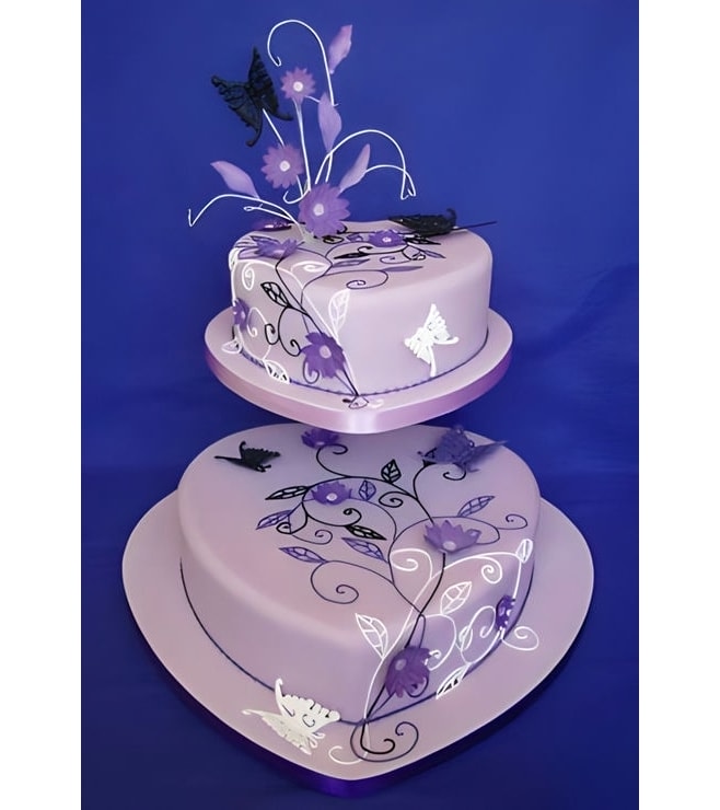 Butterflies and Purple Heart Cake