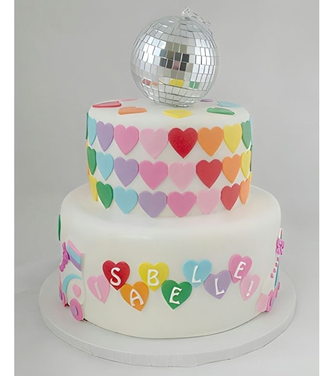 Disco Ball & Hearts Cake