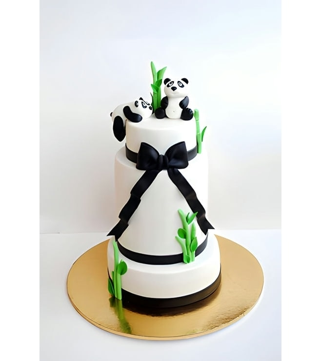Playful pandas Tiered Cake, Panda Cakes