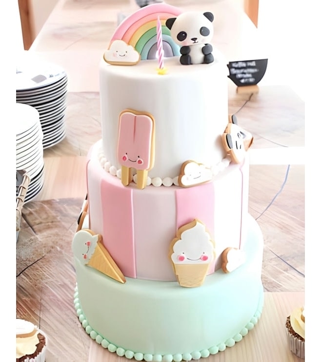 Pastel Panda Tiered Cake, Panda Cakes