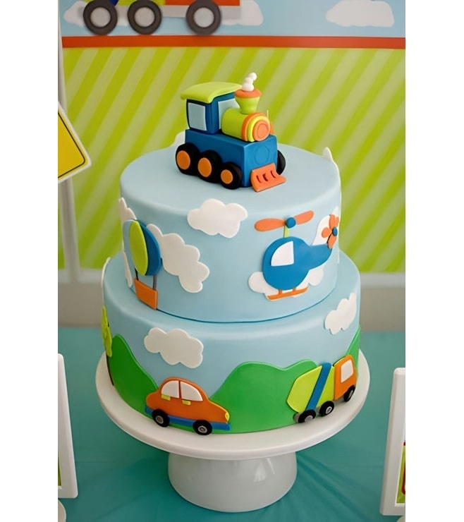 Tiered Transportation Themed Cake