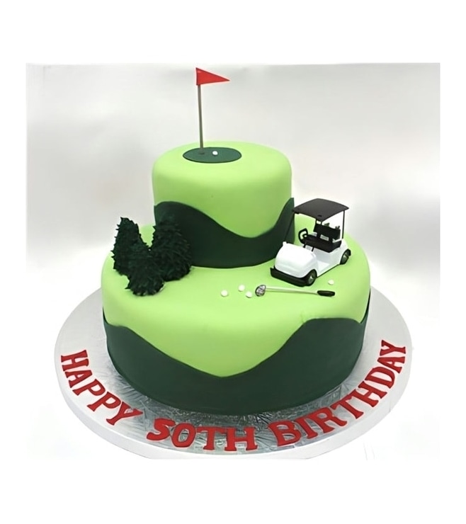 Golf Cart & Course Tiered Cake, Golf Cakes