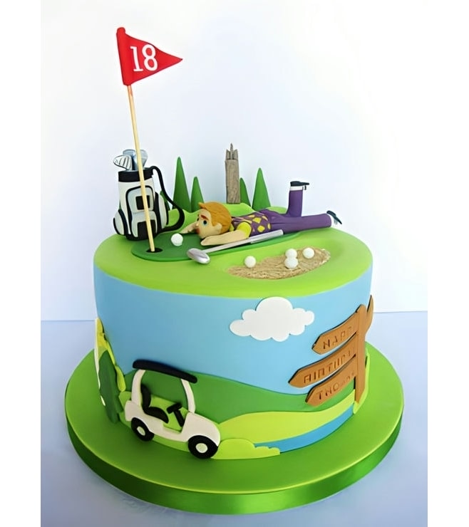 Golfer Lining Up the Putt Cake