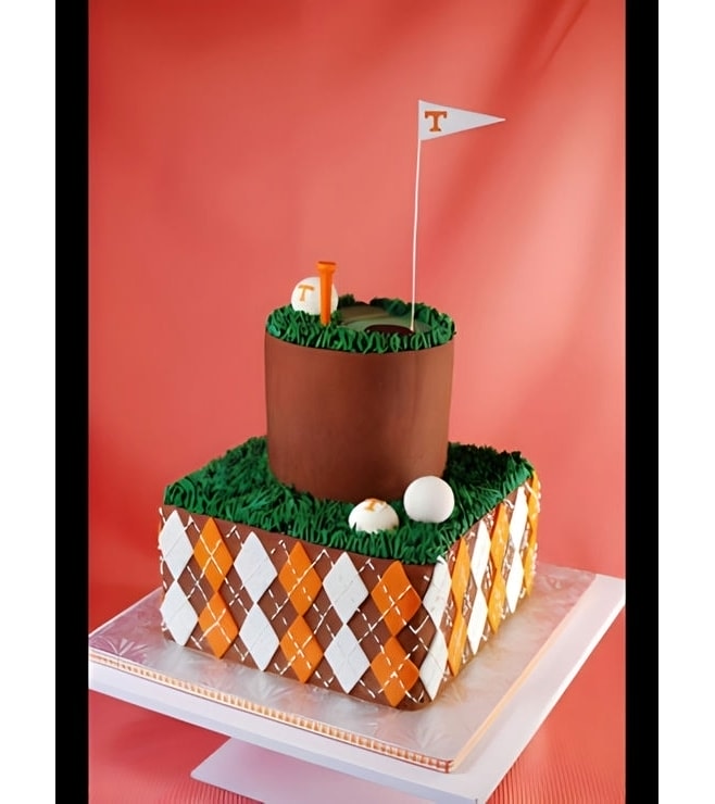 Golf Balls on Golf Course Tiered Cake
