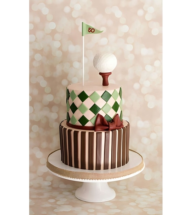 Golf Ball on Tee Tiered Cake 2, Golf Cakes