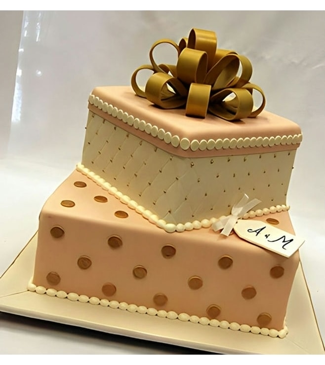 Stylishly Decorated Tiered Gift Box Cake, Bow Cakes