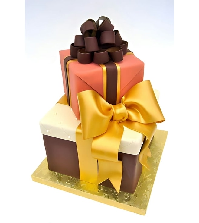 Stacked Gifts & Stylish Bows Tiered Cake