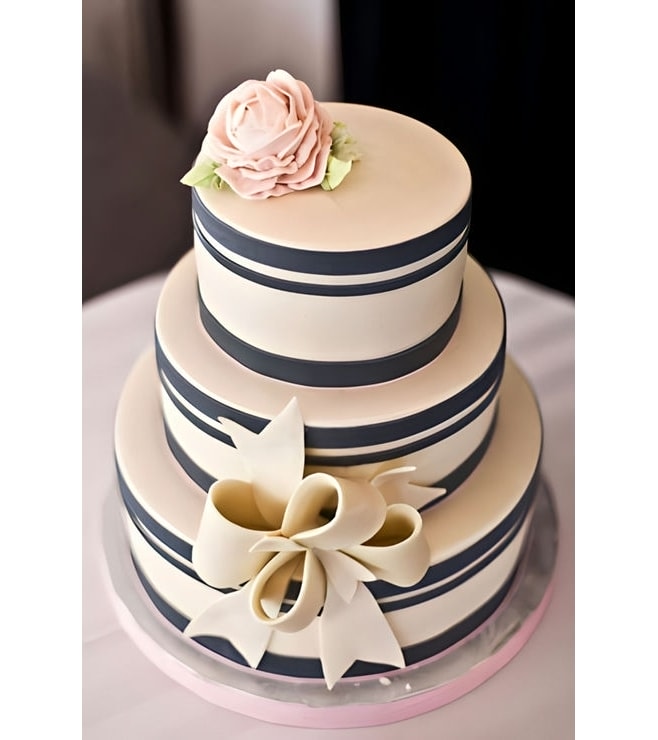 Blue Borders & Big Bows Tiered Cake