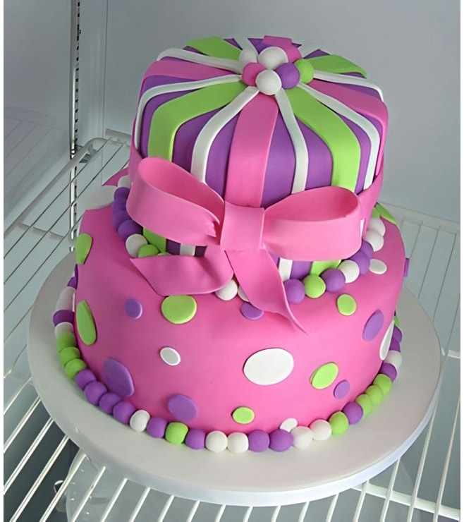 Pink Explosion Tiered Bow Cake, Bow Cakes
