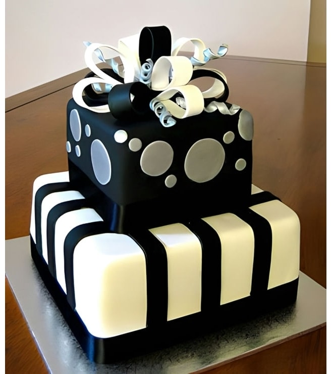 Tiered Gift Box Style Bow Cake