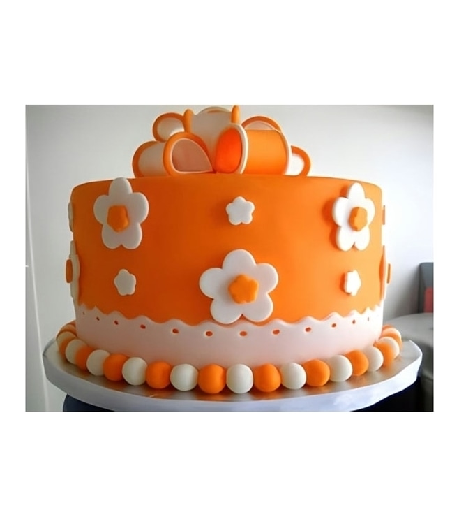 Orange Floral Bow Cake