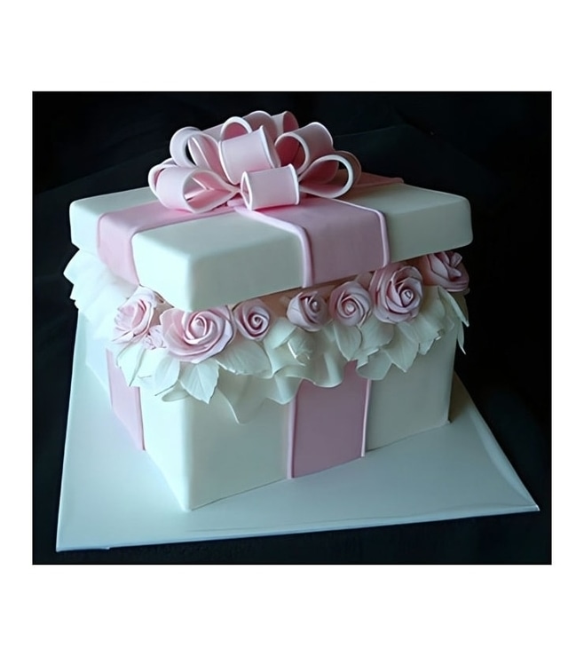 Floral Gift Box Bow Cake