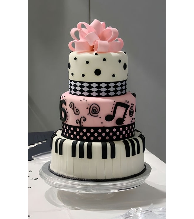 Gift of Music Three Tiered Cake, Piano Cakes