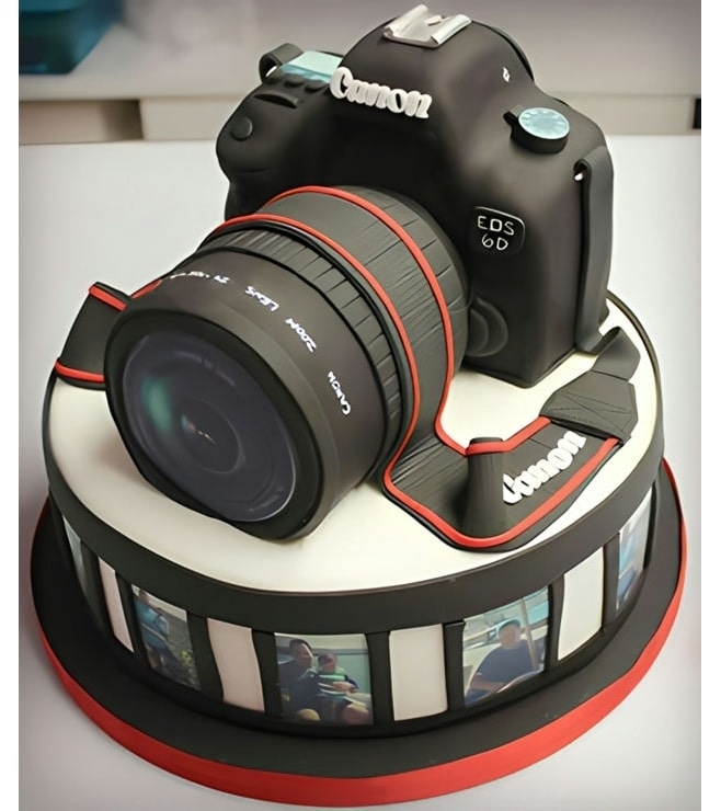 Mounted Canon Camera with Picture Reel Cake