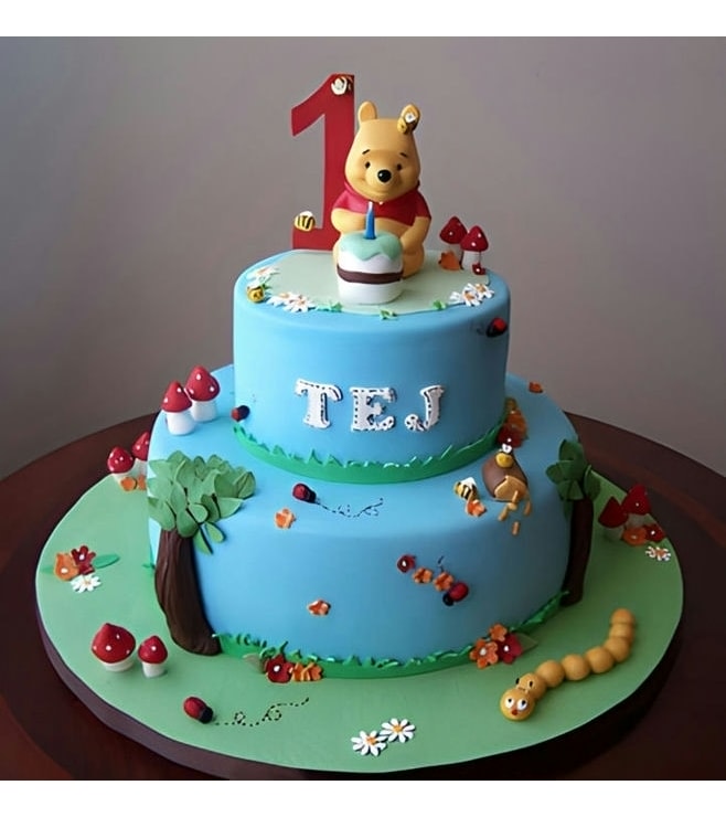 Winnie in Hundred Acre Woods Tiered Cake, Winnie The Pooh Cakes