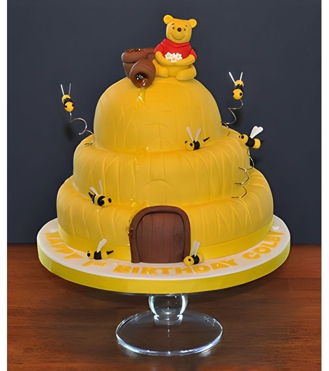 Three Tiered Winnie the Pooh Honeycomb Cake