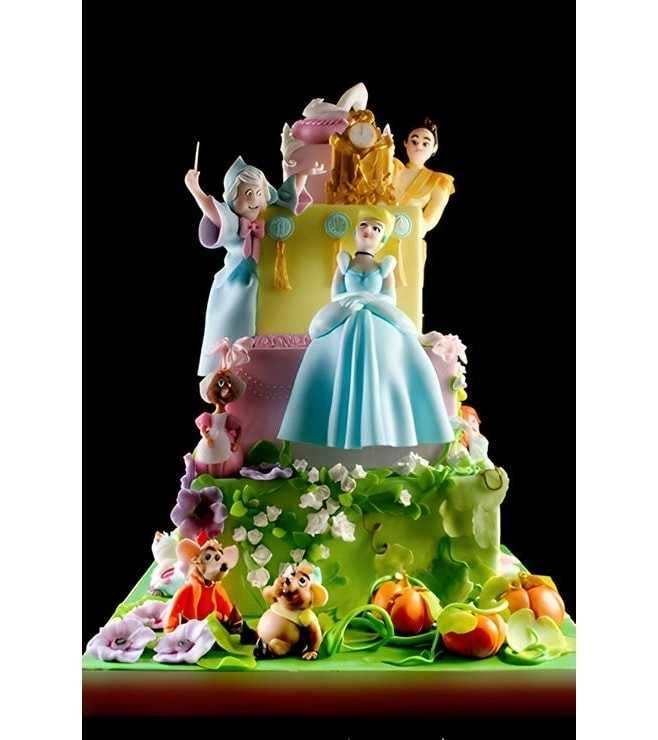 Stroke of Midnight Tiered Cake, Cinderella Cakes