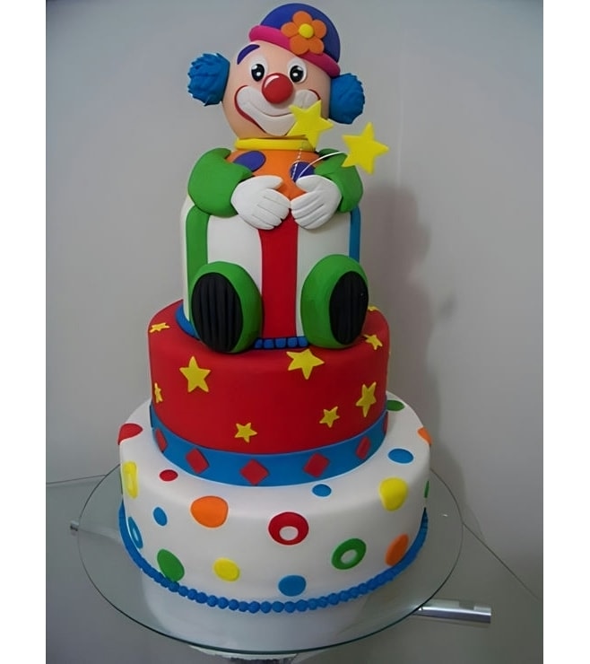 Goofy Clown Tiered Cake, Circus Cakes