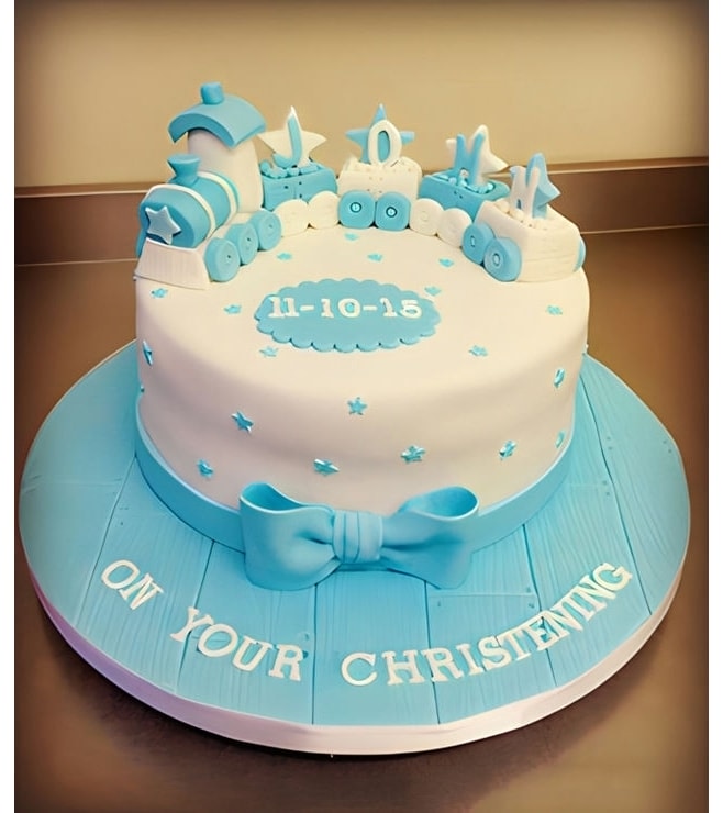 Train Christening Cake 1