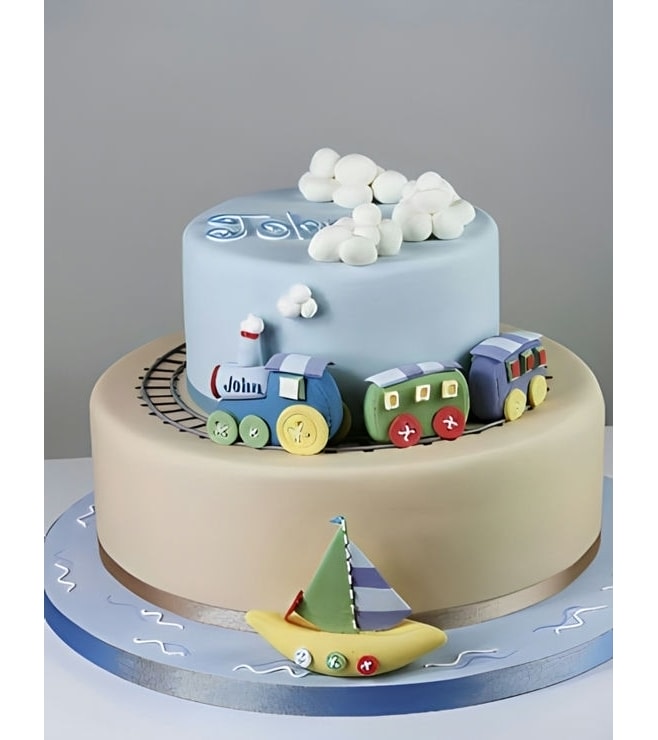 By Land & By Sea Birthday Cake, Train Cakes