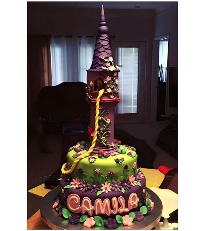 Rapunzel's Tower in the Forest Tiered Cake