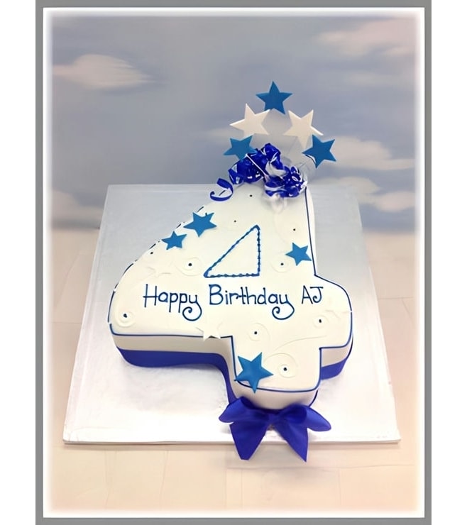 Celebratory Stars & Bow Number Cake