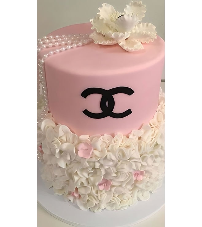Chanel Rosette Tiered Cake