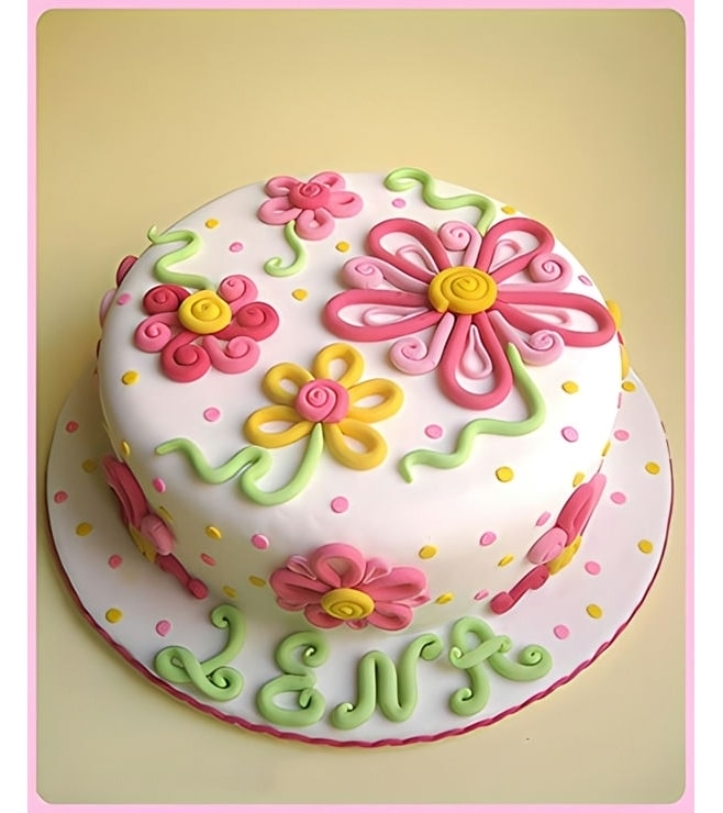 Blooms & Squigles Birthday Cake, Cakes for Kids