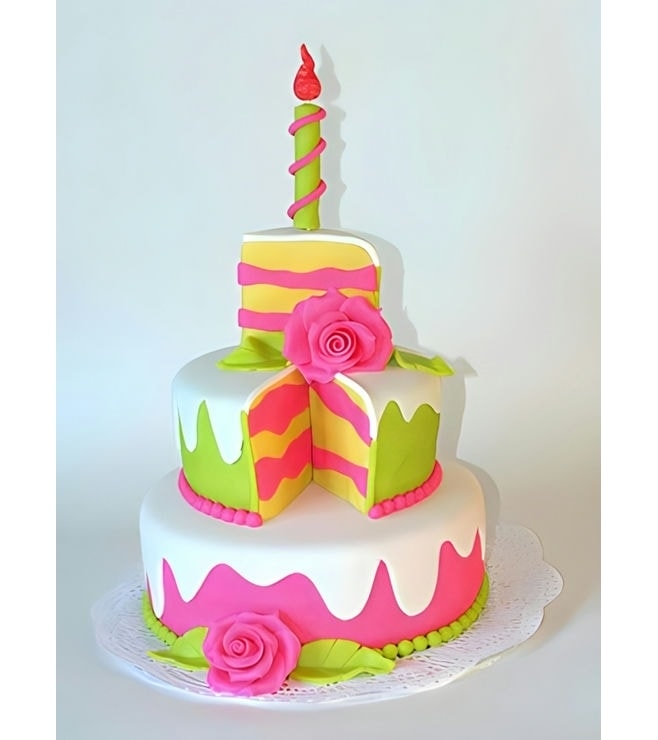 Slice Of Rosy Joy Birthday Cake