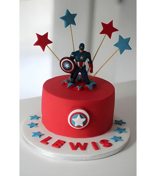 Stars and Shield Captain America Cake, Birthday Cakes