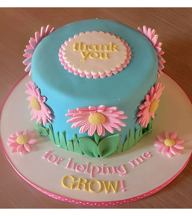 Pink Daisies Thank You Cake