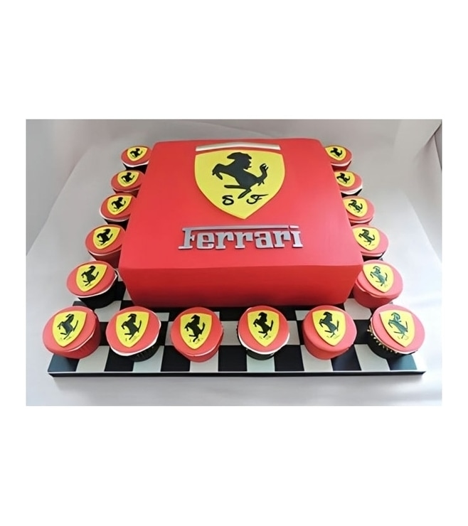 Ferrari Badge Cake & Cupcakes, Ferrari Cakes