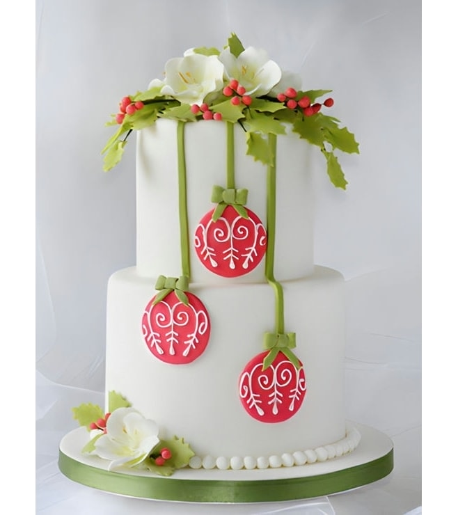 Christmas Baubles Tiered Cake, Christmas Cakes