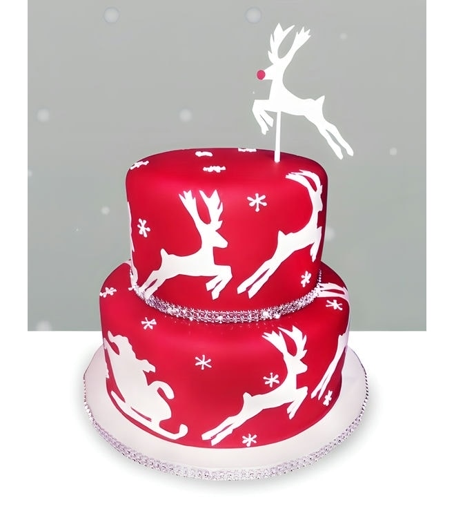 Santa's Flying Sleigh Tiered Cake