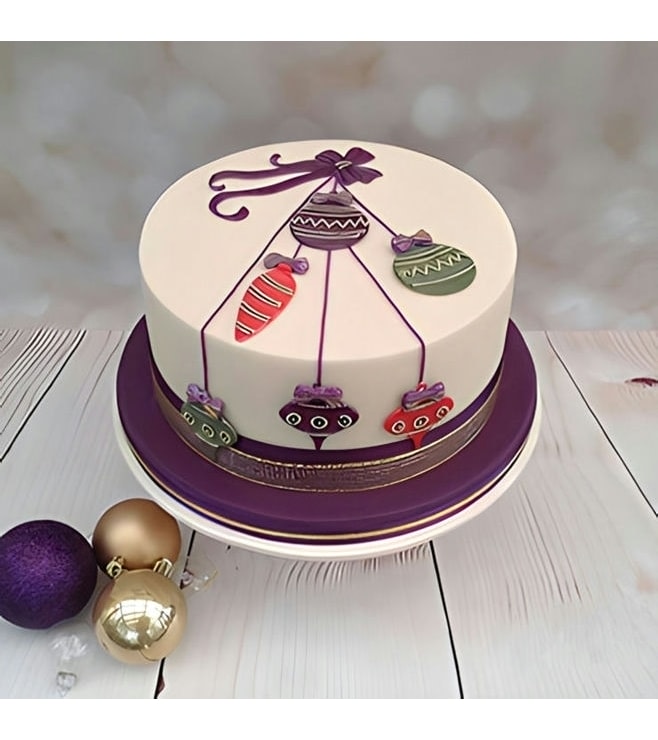 Purple Baubles Christmas Cake