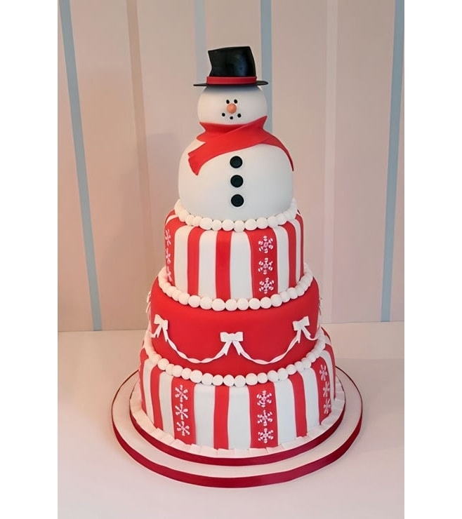 Snowman Red Drapes Cake, Christmas Cakes