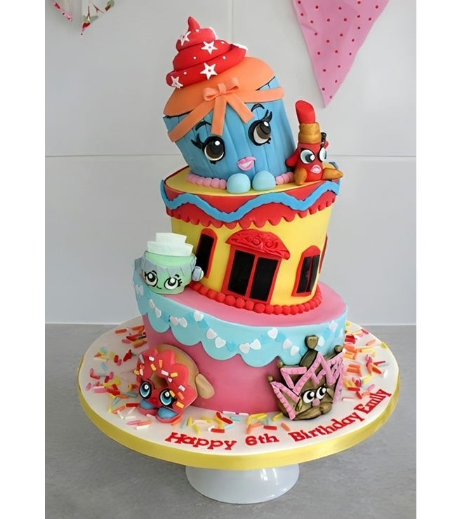 Topsy Turvy Shopkins Cake