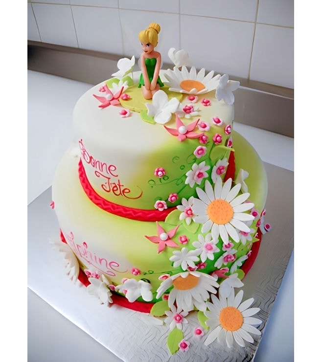 Cascading Daisies Tinkerbell Cake
