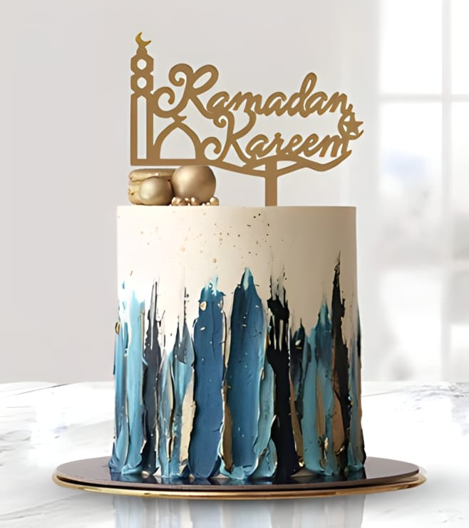 Blue Abstract Ramadan Cake