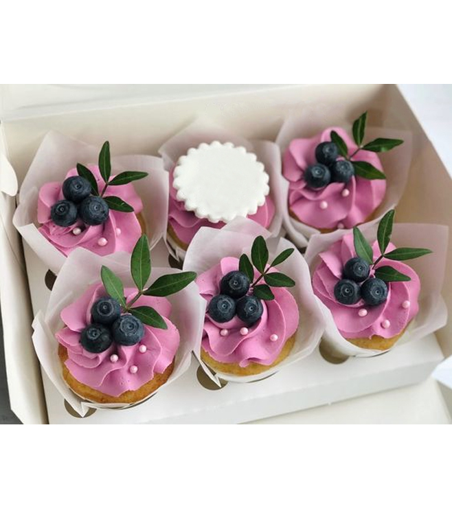 Blueberry Pink Cupcakes - 9 Cupcakes