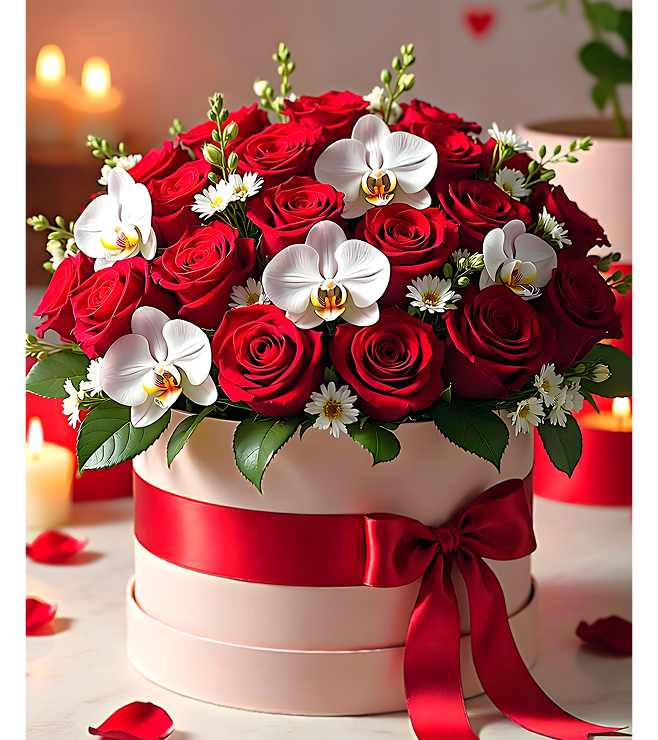 Blush Kiss Hatbox, Flowers