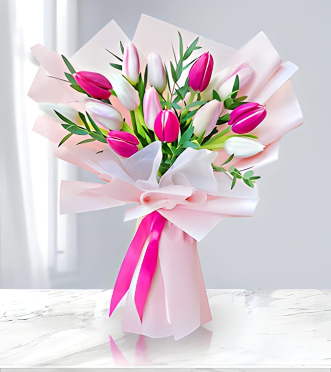 Blushing Pink Tulip Bouquet, Mother's Day