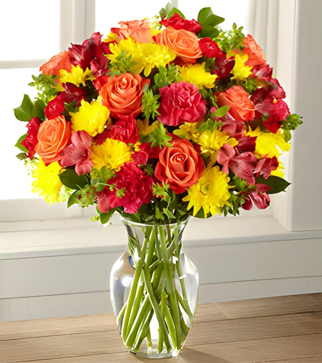 Bright and Happy Birthday Bouquet, 1-Hour Gift Delivery